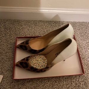 Beautiful leopard cream heels